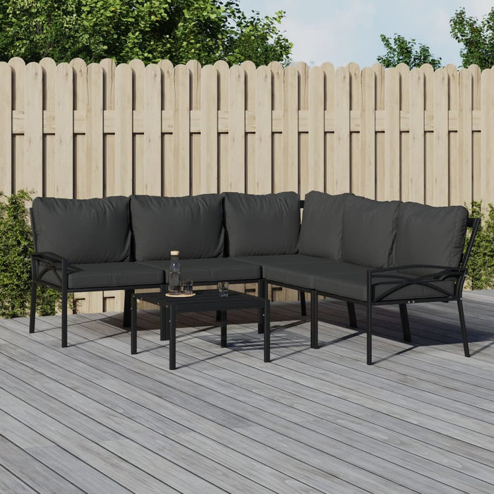 Set mobilier de grădină cu perne gri, 6 piese, oțel WALTI