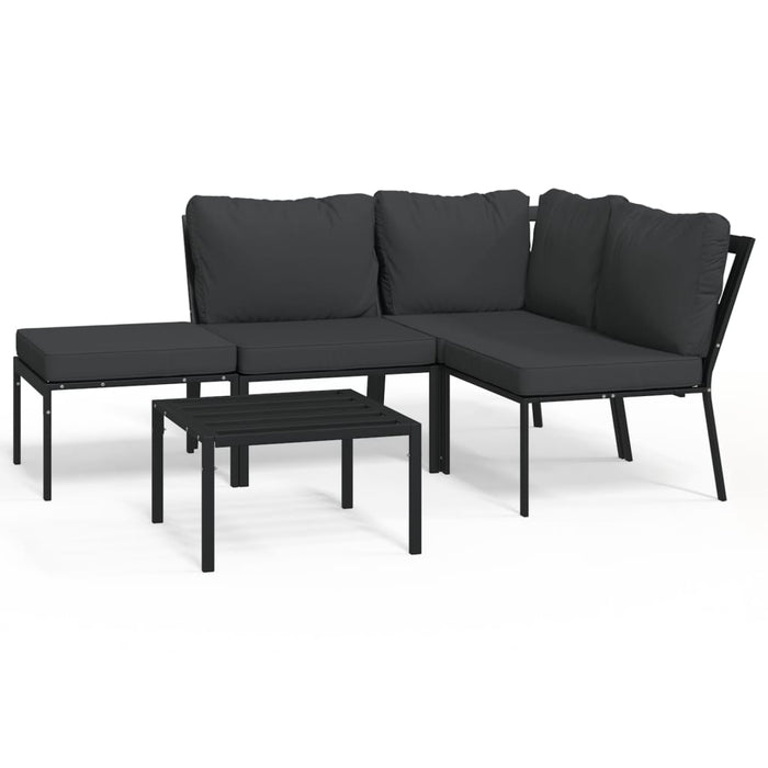 Set mobilier de grădină cu perne gri, 5 piese, oțel WALTI