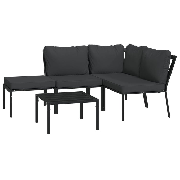 Set mobilier de grădină cu perne gri, 5 piese, oțel WALTI
