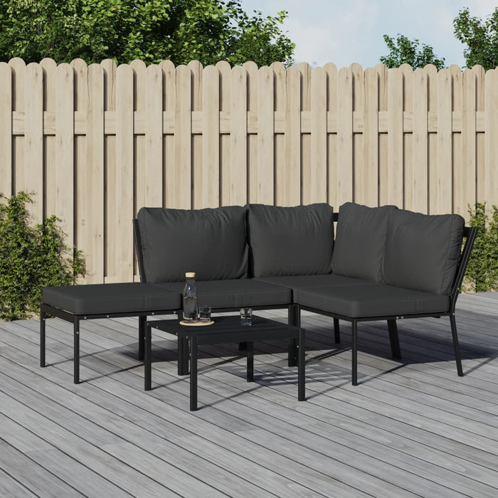 Set mobilier de grădină cu perne gri, 5 piese, oțel WALTI