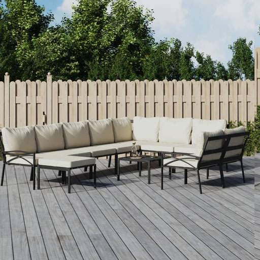 Set mobilier de grădină cu perne nisipii, 11 piese, oțel - WALTI WALTI