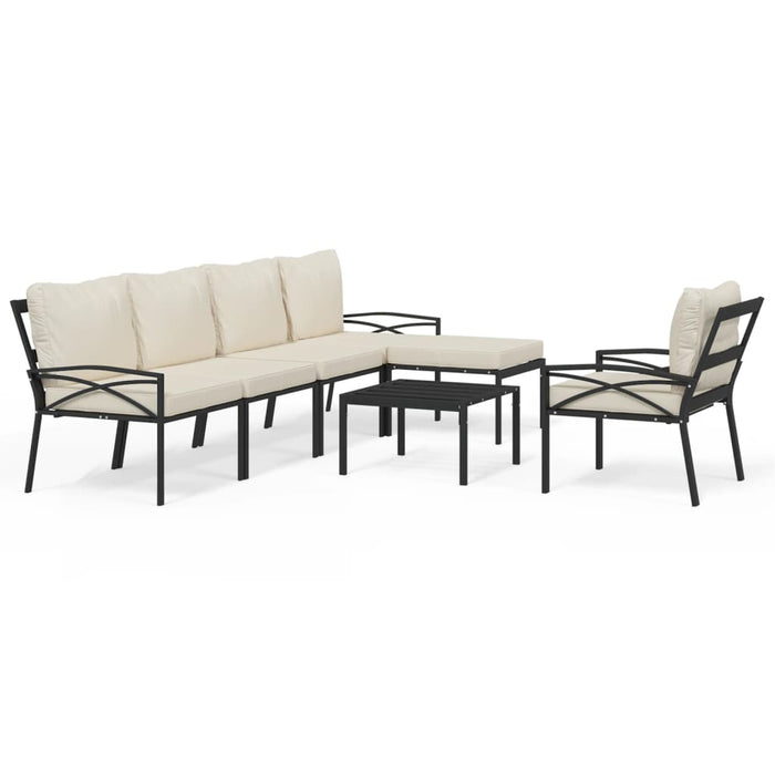 Set mobilier de grădină cu perne nisipii, 7 piese, oțel - WALTI WALTI