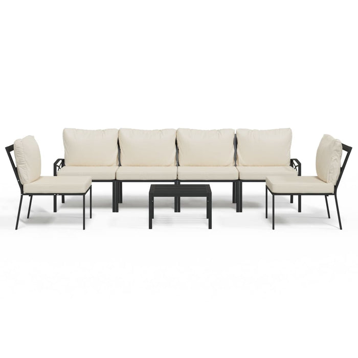 Set mobilier de grădină cu perne nisipii, 7 piese, oțel - WALTI WALTI