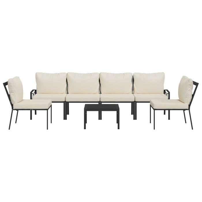 Set mobilier de grădină cu perne nisipii, 7 piese, oțel - WALTI WALTI