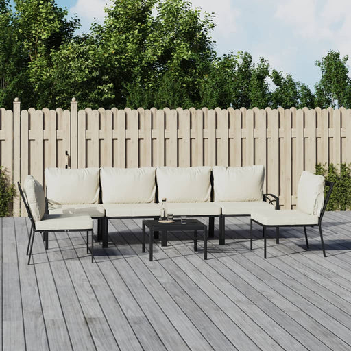 Set mobilier de grădină cu perne nisipii, 7 piese, oțel - WALTI WALTI