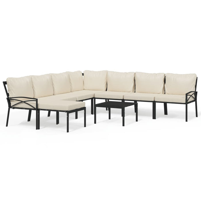 Set mobilier de grădină cu perne nisipii, 9 piese, oțel - WALTI WALTI