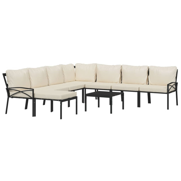 Set mobilier de grădină cu perne nisipii, 9 piese, oțel - WALTI WALTI