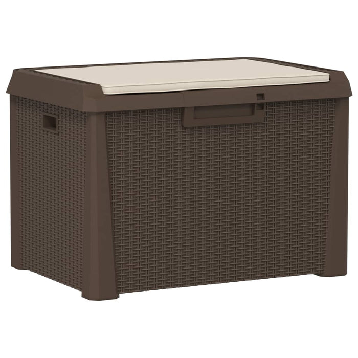 Cutie depozitare de grădină cu pernă de șezut, maro, 125 L, PP WALTI