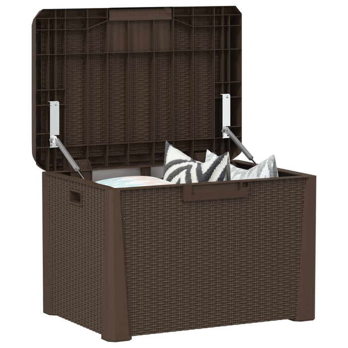 Cutie depozitare de grădină cu pernă de șezut, maro, 125 L, PP WALTI