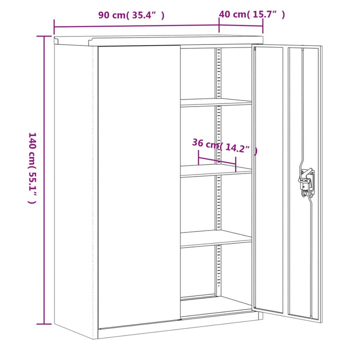 Fișet, antracit, 90x40x140 cm, oțel - WALTI WALTI