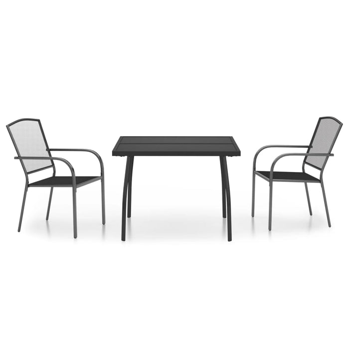 Set de masă grădină, 3 piese, antracit, oțel WALTI