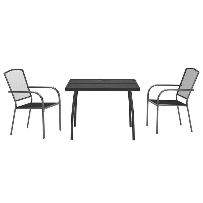 Set de masă grădină, 3 piese, antracit, oțel WALTI