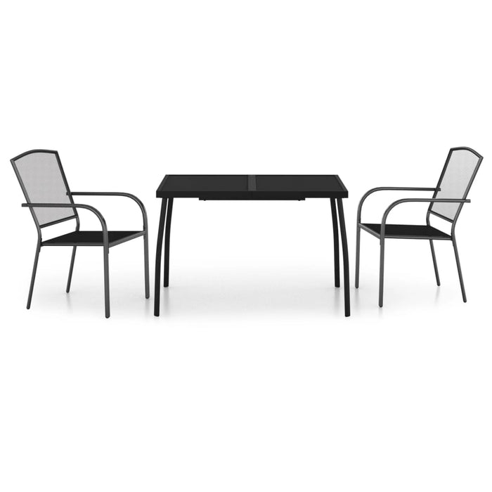 Set de masă grădină, 3 piese, antracit, oțel WALTI