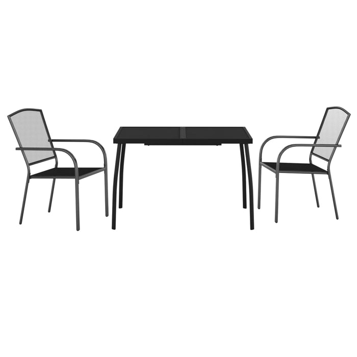 Set de masă grădină, 3 piese, antracit, oțel WALTI