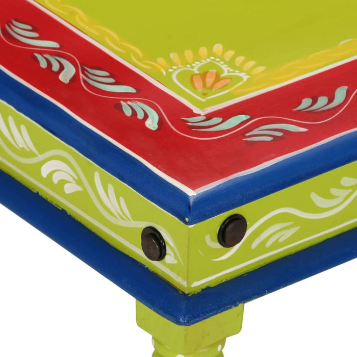 Măsuță de cafea pictată manual, verde, lemn masiv mango - WALTI WALTI