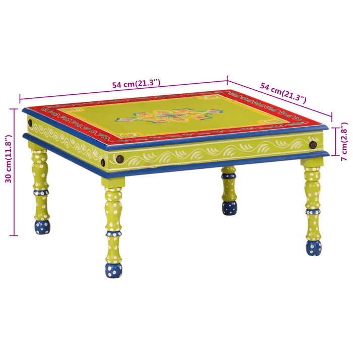 Măsuță de cafea pictată manual, verde, lemn masiv mango - WALTI WALTI