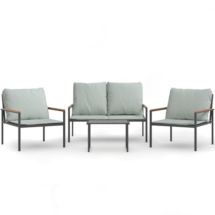 Set mobilier de grădină, cu perne, antracit, 4 piese, oțel - WALTI WALTI