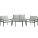Set mobilier de grădină, cu perne, antracit, 4 piese, oțel - WALTI WALTI