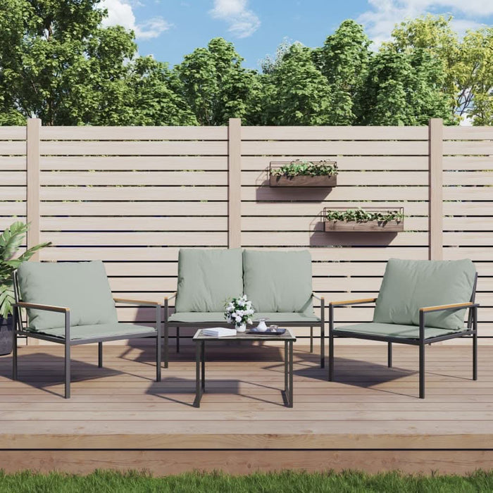 Set mobilier de grădină, cu perne, antracit, 4 piese, oțel - WALTI WALTI