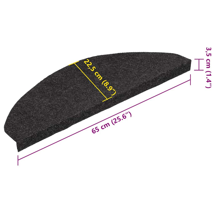 Covorașe de scări autoadezive, 10 buc., negru, 65x22,5x3,5 cm - WALTI WALTI