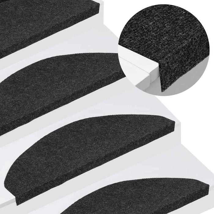 Covorașe de scări autoadezive, 10 buc., negru, 65x22,5x3,5 cm - WALTI WALTI