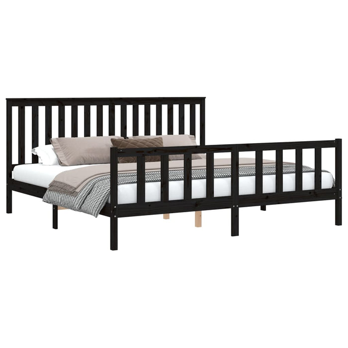 Cadru pat cu tăblie 200x200 cm, negru, lemn masiv de pin - WALTI WALTI