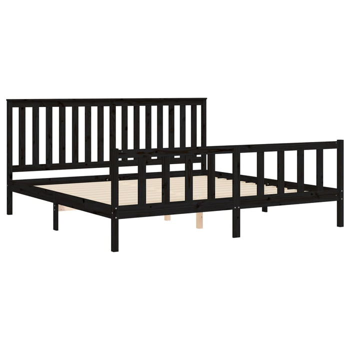 Cadru pat cu tăblie 200x200 cm, negru, lemn masiv de pin - WALTI WALTI