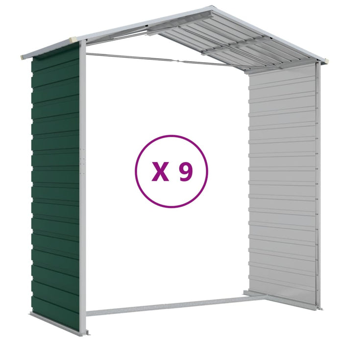Șopron de grădină, verde, 191x810x198 cm, oțel zincat - WALTI WALTI