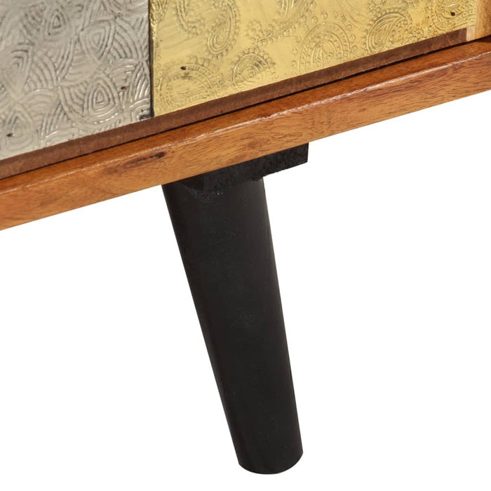 Comodă TV cu uși, 112x30x40 cm, lemn masiv de acacia și metal WALTI