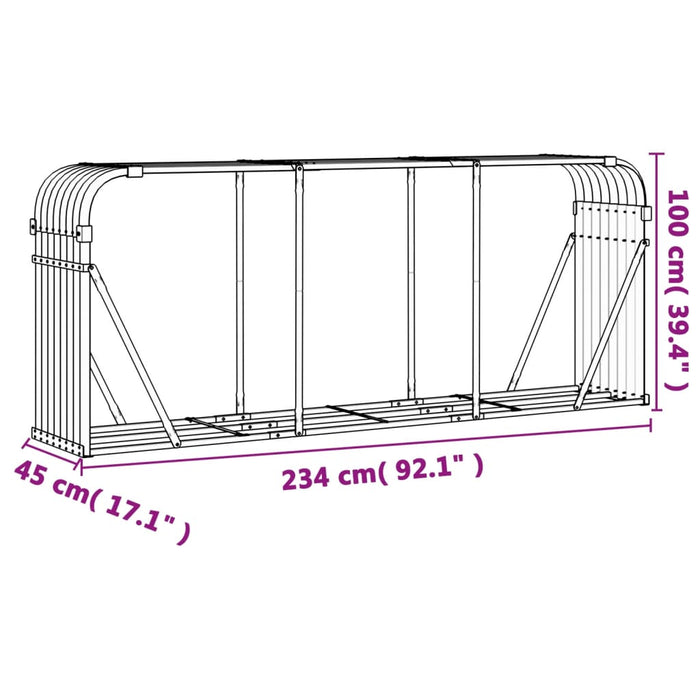 Suport pentru bușteni verde 234x45x100 cm oțel galvanizat - WALTI WALTI