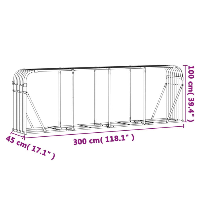 Suport pentru bușteni verde 300x45x100 cm oțel galvanizat - WALTI WALTI