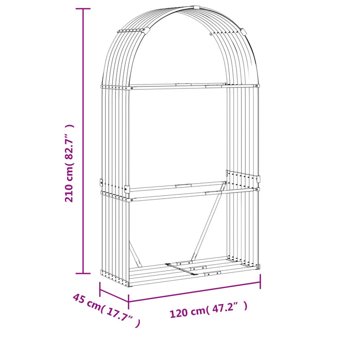 Suport de bușteni, antracit, 120x45x210 cm, oțel galvanizat - WALTI WALTI