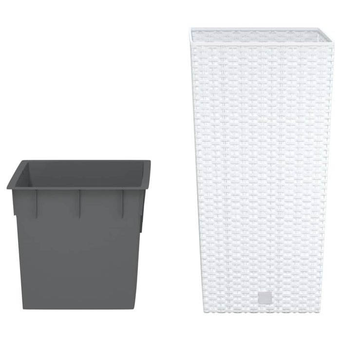 Jardinieră cu interior detașabil, alb, 11 / 26,5 L, PP ratan WALTI