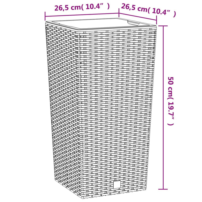 Jardinieră cu interior detașabil, alb, 11 / 26,5 L, PP ratan WALTI