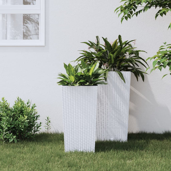 Jardinieră cu interior detașabil, alb, 11 / 26,5 L, PP ratan WALTI
