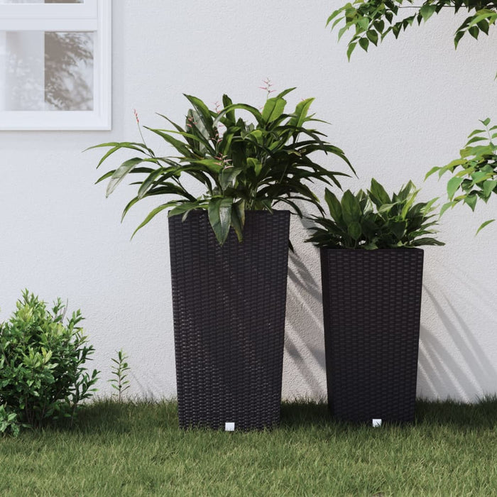 Jardinieră cu interior detașabil, antracit, 21 / 49 L, PP ratan WALTI