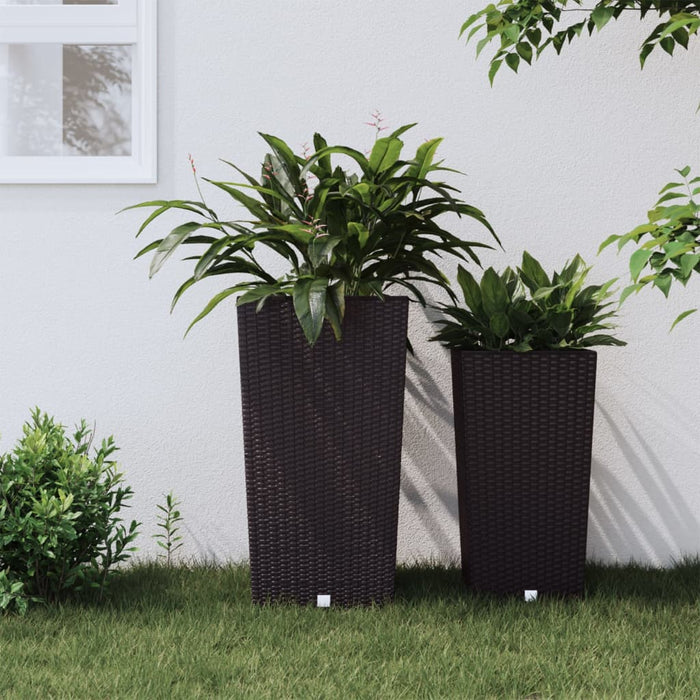Jardinieră cu interior detașabil, maro, 21 / 49 L, PP ratan WALTI