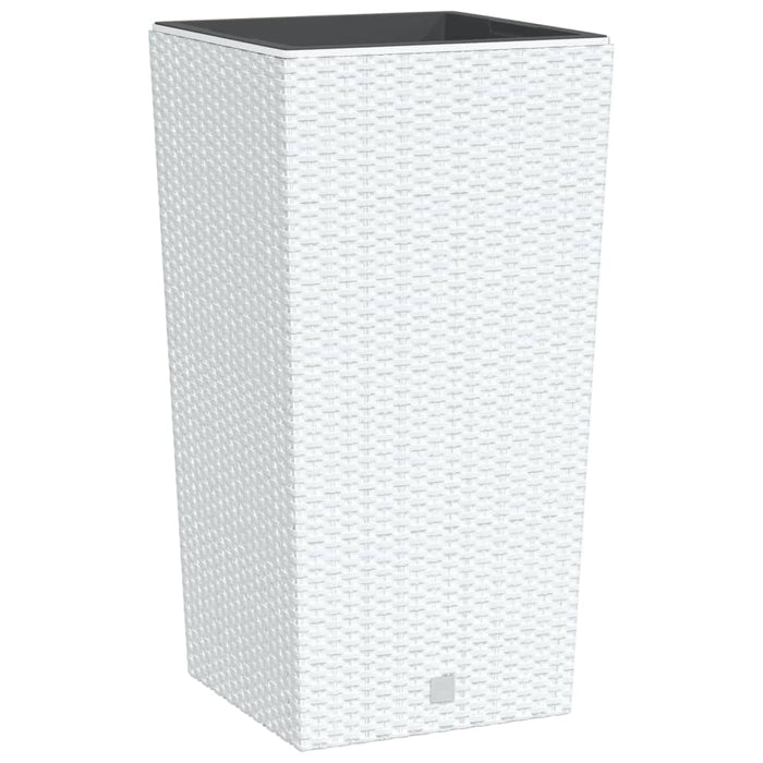 Jardinieră cu interior detașabil, alb, 21 / 49 L, PP ratan WALTI