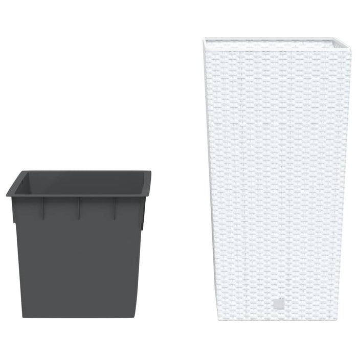 Jardinieră cu interior detașabil, alb, 21 / 49 L, PP ratan WALTI