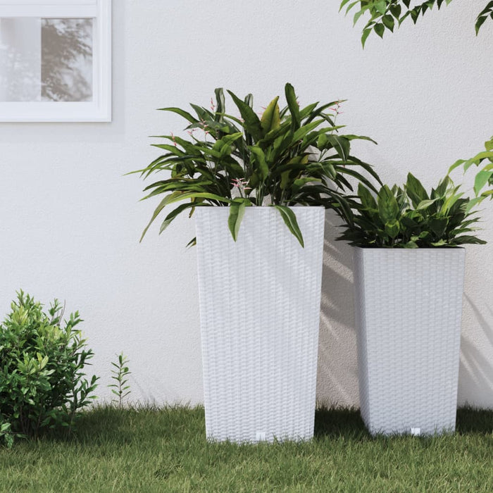 Jardinieră cu interior detașabil, alb, 21 / 49 L, PP ratan WALTI