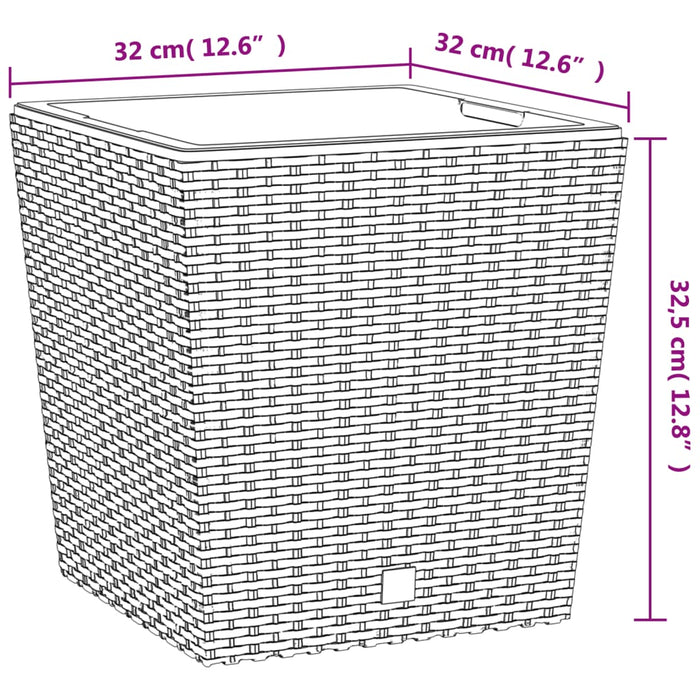 Jardinieră cu interior detașabil, antracit, 21 / 32 L, PP ratan - WALTI WALTI