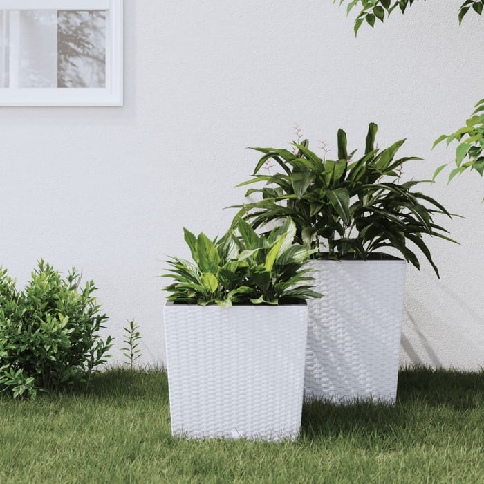 Jardinieră cu interior detașabil, alb, 21 / 32 L, PP ratan - WALTI WALTI