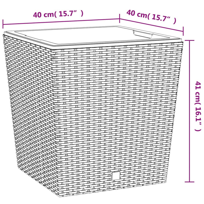 Jardinieră cu interior detașabil, antracit, 37 / 64 L, PP ratan - WALTI WALTI