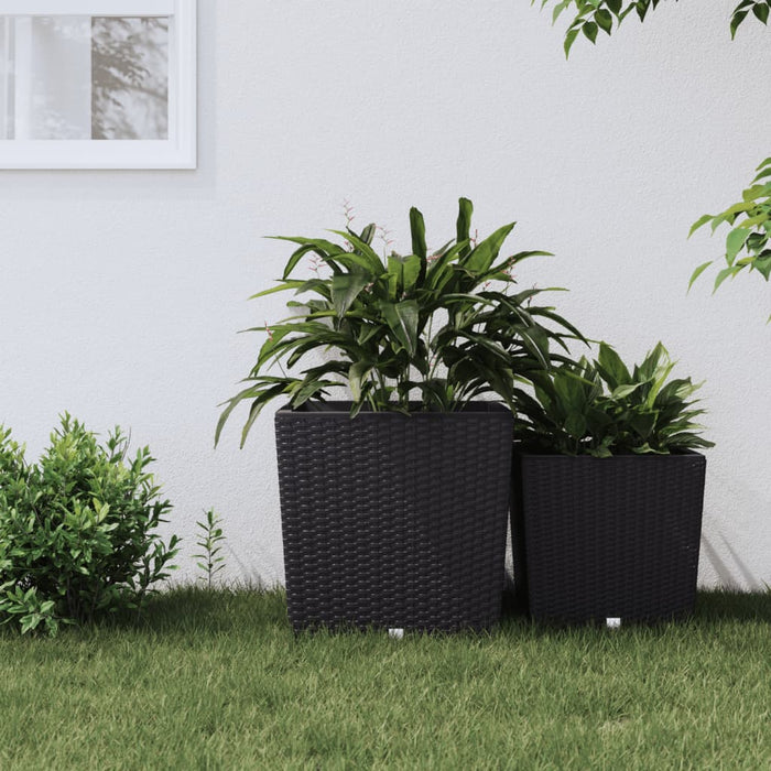 Jardinieră cu interior detașabil, antracit, 37 / 64 L, PP ratan - WALTI WALTI