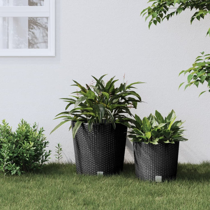 Jardinieră cu interior detașabil antracit 35 / 37,5 L PP ratan - WALTI WALTI
