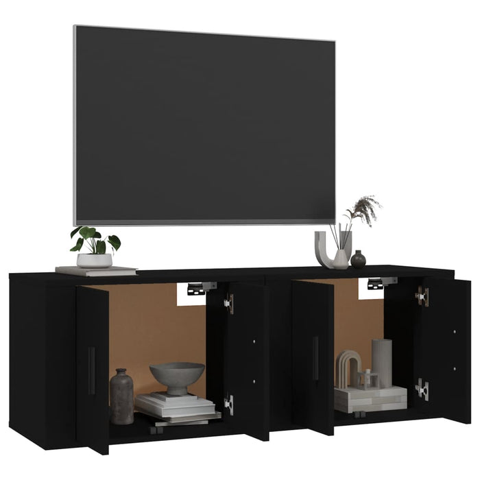 Dulapuri TV montate pe perete, 2 buc., negru, 57x34,5x40 cm WALTI