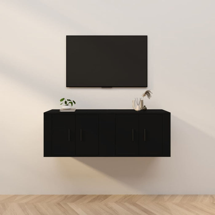 Dulapuri TV montate pe perete, 2 buc., negru, 57x34,5x40 cm WALTI