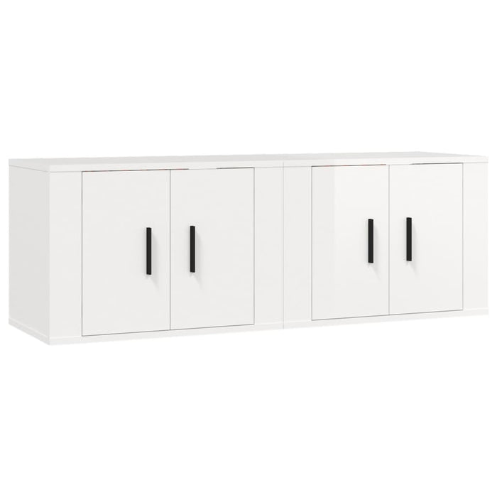 Dulapuri TV montate perete 2 buc. alb extralucios 57x34,5x40 cm WALTI