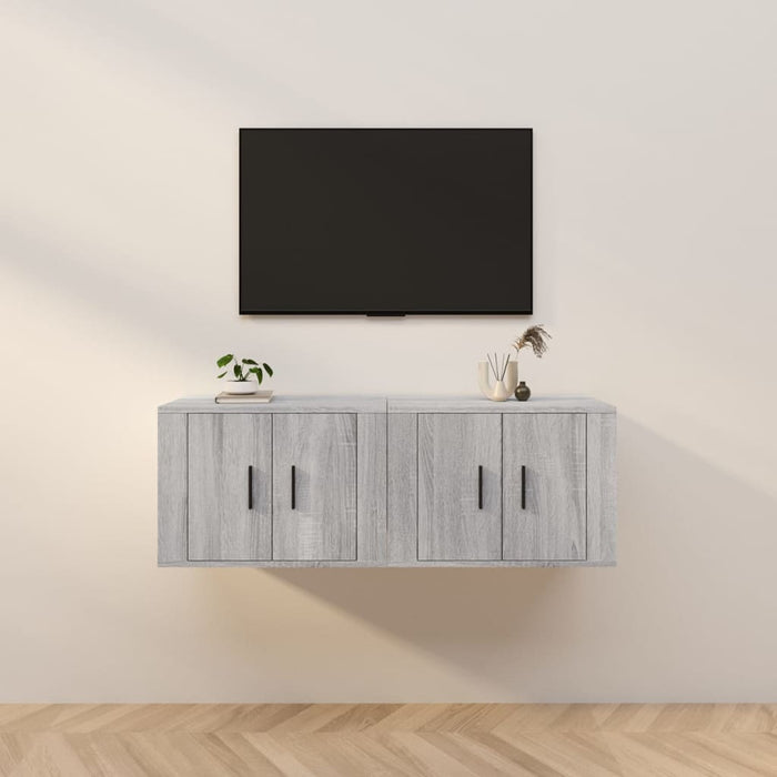 Dulapuri TV montate pe perete, 2 buc., gri sonoma 57x34,5x40 cm - WALTI WALTI