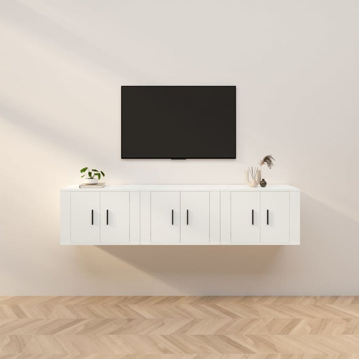 Dulapuri TV montate pe perete, 3 buc., alb, 57x34,5x40 cm WALTI
